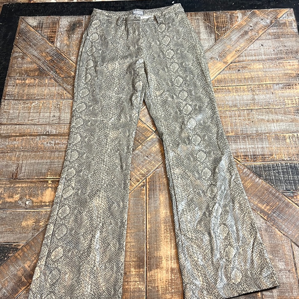 Factory Funwear faux leather snack skin pants. Wide leg. Markings in photo.